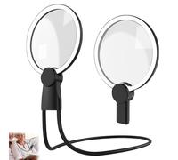 GOEDCH Loupe de lecture avec lumière : loupe de lecture pour personnes âgées, loupe mains libres avec support et éclairage à intensité variable, lampe de lecture douce pour les yeux avec réglage de la