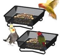 GOEDCH Mangeoire Oiseaux: 2pcs Mangeoire à Mailles pour Extérieur, 17.5 x 17.5 x 5.5 cm Mangeoire Oiseaux au Sol en métal pour Birds Wild Birds Mésange Écureuil Supplies de Jardin (Noir)