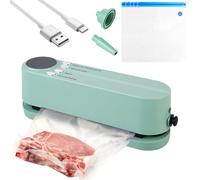 GOEDCH Mini machine à emballer sous vide: 3 niveaux de température, forte aspiration 60 kPa, portable et sans fil pour le stockage des aliments, 3 en 1 pour les collations sèches, humides et grasses