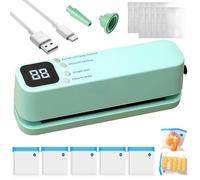 GOEDCH Mini Machine à Emballer Sous Vide: Verte Soudeuse Sac Plastique, Petite Machine à Sceller en Plastique Portable de Conservation pour Emballage Alimentaire de Cuisine avec 10 Sacs Sous Vide