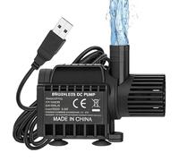 GOEDCH Mini pompe à eau avec réglage de la vitesse : pompe submersible USB avec réglage du débit 600l/h, hauteur maximale 2,2 m, pompe à fontaine silencieuse 2 m, câble de charge USB pour système de