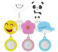 GOEDCH Montre gousset pour infirmière : 5 pièces mignonne montre de poche escamotable pour infirmière avec pointeur lumineux, étui en silicone, pour soignants, femmes