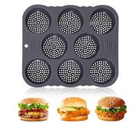GOEDCH Moule pour Burger Bun Silicone: Moules De Boulangerie Perforés à 8 Cavités, Moule De Cuisson En Silicone pour la Maison, Round Plateau de four Silicone, pour l'outil de Cuisson Kichen