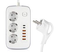GOEDCH Multiprise avec USB C: 2 m Multiprise USB C avec Interrupteur, 3 Prises avec 2 Ports USB C et 4 USB, Prises Multiprises, Adaptateur de Prise pour Bureau, Voyage, Cuisine (PD 20 W)
