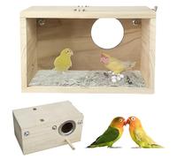 GOEDCH Nichoir pour perruches : design transparent en bois nichoir pour perruches design transparent, boîte d'élevage d'oiseaux pour perroquet, pour l'intérieur et l'extérieur (ouverture à droite 24,5