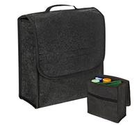 GOEDCH Organiseur de coffre de voiture en feutre : 30 x 17 x 29 cm Organiseur de coffre de voiture, tissu non tissé, sac à outils, sac de rangement avec fermeture, noir