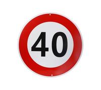 GOEDCH Panneau de signalisation en aluminium de 30 cm de diamètre : 40 ans, pour décoration d'anniversaire, 40 km/h, panneau de signalisation rond, installation facile pour l'extérieur