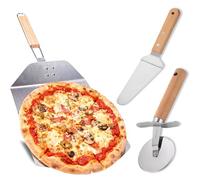 GOEDCH Pelle à pizza : avec pelle à pizza en acier inoxydable pour pierre à pizza, pelle à pizza de qualité supérieure avec poignée pliable - 57 x 24 cm, pelle à pâtisserie XXL pour four/barbecue
