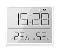 GOEDCH Petite horloge numérique LCD avec support magnétique : thermomètre numérique hygromètre, réveil, affichage de la température, fonctionne sur piles, horloge d'humidité pour la maison, le bureau
