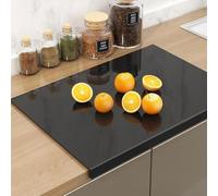 GOEDCH Planche à découper en acrylique noir : planche à découper en acrylique de 40 x 30 cm avec lèvre de comptoir, tapis de découpe de cuisine, planche à découper antidérapante, planche à découper de