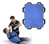 GOEDCH Planche de transfert pour ascenseurs de patients : 120 x 100 cm Chiffon coulissant pour personnes alitées avec 8 poignées, réutilisable et lavable Planche de transfert pour patients âgés (bleu)