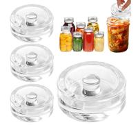 GOEDCH Poids en verre fermentation : lot de 4 poids de fermentation avec poignée simple, poids en verre de fermentation de 7 cm pour bocaux à large gout, pierre de lestage pour fermentation pour