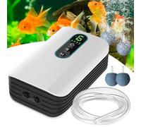GOEDCH Pompe à Air pour Aquarium: Pompe à Oxygène avec 2 Sorties, Blanche Pompe a Air Silencieuse Rechargeable par USB, Pompe à Air Multifonctionnelle Portable avec Pierre à Air pour Panne de Courant