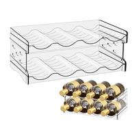GOEDCH Porte Bouteille Plastique Empilable: 8 Bouteilles Étagère à vin, Range Bouteille Eau, Organiseur de Réfrigérateur, Support de Rangement Empilable en Plastique pour Cuisine, Réfrigérateur