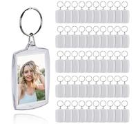 GOEDCH Porte-clés Photo en Acrylique: 50 Pièces Porte-clés Transparent avec Anneau, Porte-clés Vide pour Famille & Couples Cadeau DIY (5,5 x 4 cm)