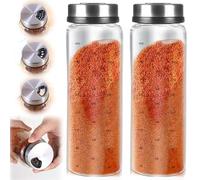 GOEDCH Pots à Épices en Verre Borosilicaté: 2 Pièces 500ml Grand Bocaux Epices Avec Couvercle Pivotant, Salière à Épices 3 Types de Trous, Pots à Épices pour Conserver Les Epices Cuisine