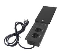 GOEDCH Prise Encastrable Plan de Travail: Coulissant Couvercle Prise de Bureau avec 2 Prises avec USB et Type C, Multiprise Encastrée Câble de 1,8 m pour Bureau de Cuisine de Bureau