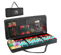 GOEDCH Rangement du papier cadeau : 82 x 35 x 14 cm Organisateur de papier cadeau avec compartiments, carton cadeau étanche avec fenêtre transparente et poche en filet pour rangement de décoration de