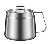 GOEDCH Récipient à graisse en acier inoxydable 304 de 2 l avec passoire, panier à friture et couvercle - Passoire à graisse avec poignée, casserole à friture en acier inoxydable - Pot à filtre à huile