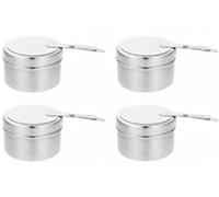 GOEDCH Récipient à pâte combustible : 4 brûleurs à pâte en acier inoxydable, brûleur à fondue portable avec poignée, brûleur à gel combustible, brûleur d'alcool avec couvercle pour buffets, barbecues