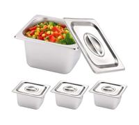 GOEDCH Récipients en acier inoxydable avec couvercle : lot de 3 récipients robustes en acier inoxydable, récipients pratiques pour garder au chaud les aliments, bols à paner en acier inoxydable pour