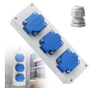 GOEDCH Répartiteur de prise 230 V : répartiteur mural à 3 voies Unité de distribution d'alimentation IP44, distributeur de courant de construction étanche 16 A avec 3 prises Schuko 230 V pour une