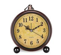 GOEDCH Rétro Réveil: 5,3" Pouces Vintage Horloge Non Ticking, Horloge de Table Analogique, Réveil Classique Ancien, Silencieux Métal Réveil, Reveil Classique Rétro pour Chambre, Table, Bureau, Salon