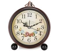 GOEDCH Réveil Analogique Rétro : Réveil de Table Rétro de Style Européen de 5,3 Pouces, Alarme Silencieuse en Métal, Pour Chambre et Salon (11 Noir)