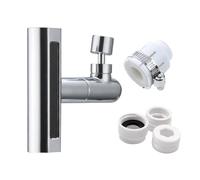 GOEDCH Robinet de cuisine cascade : embout de robinet pivotant, rallonge de robinet, rallonge de robinet de cuisine réversible à 360°, embout pivotant, aérateur pour cuisine et salle de bain