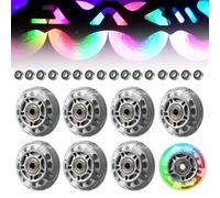 GOEDCH Roues de Skate en Ligne: 8 Pièces 72mm Rechange pour Patins, Silber Transparent PU à Bagages avec Roulement, Roues de Patins à Roulettes Intérieur/Extérieur haute Élasticité