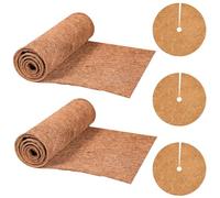 GOEDCH Rouleau de Doublure en Fibre de Coco Naturelle: 3 Pcs Disque de Coco, 2 Rouleaux Rouleau de Doublure en Coco, Tapis de Paillage en Fibre de Coco, Disque Natural Coco pour Plantes, Insectes