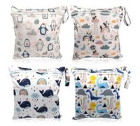 GOEDCH Sac à Couche Imperméable: 4 Pièces Wetbag à Fermeture Eclair, Sac de Couche Réutilisable, Sac à Maillot Mouillé, Sac Couches Lavables, Sac à Couche de Bébé à Fermeture pour Plage, Piscine