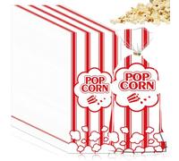 GOEDCH Sacs à pop-corn: 300 sachets à pop-corn rayés rouges et blancs, 12,5 x 27,5 cm petite boîte, accessoires pour machines à Pop-corn pour fêtes de famille, anniversaires, Noël