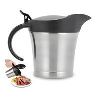 GOEDCH Saucière thermique en acier inoxydable 450 ml : double isolation avec couvercle à charnière - Récipient à sauce isotherme avec anse pour servir de la sauce, de la crème à la vanille à la maison