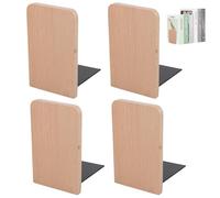GOEDCH Serre-Livres en Hêtre: 4 Pièces 13 x 8 x 10,5 CM Serre-Livres en Bois, Cale Livre Rectangulaires pour Maison, Bureau et École, Porte-Livres Antidérapant Décoratifs en Bois pour Livres, Disques