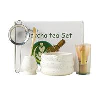 GOEDCH Set à thé matcha manuel avec fouet à matcha, avec 2 cuillères à matcha, support fouet, récipient à poudre pour matcha, kit de cérémonie du thé pour la cérémonie du matcha (5 pièces)