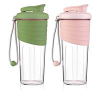 GOEDCH Shaker à protéines 700 ml : Shaker premium rose/vert 2 pièces, shaker fitness anti-poussière