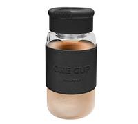 GOEDCH Shaker à protéines avec filtre intégré et boule en acier inoxydable 304 : bouteille en verre sans BPA, anti-fuites, avec design antidérapant pour le fitness, noir