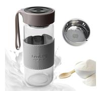 GOEDCH Shaker à Protéines: Shaker Gris de 480 ML en Verre avec 2 Boules de Mélange en Acier Inoxydable, Shaker à Protéines Anti-Fuite de Qualité Supérieure pour le Fitness, Facile à Nettoyer