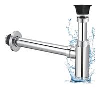 GOEDCH Siphon Universel Anti-Odeur: Syphon Lavabo Reglable avec Orifice de Nettoyage, 1 1/4 Siphon Lavabo Salle de Bain avec Bonde Lavabo pour Lavabo et Évier, Réglable en Hauteur, Chromé