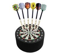 GOEDCH Support de cible de fléchettes 10 x 4 cm : fléchettes de 15 cm avec pointe en métal, mini cible, dock, support de cible en sisal, accessoires pour jeux de fléchettes, support de fléchettes