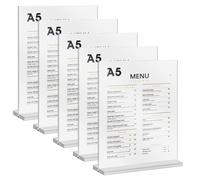 GOEDCH Support de Panneau A5: 6 Pièces Présentoir de Table A5, T-Base Présentoir Transparent, Support de Carte de Menu, Support d' Exposition, 15 x 21 cm