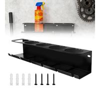 GOEDCH Support mural pour bombes pulvérisateurs : support d'atelier pour bombes aérosols, support mural avec 5 trous et 6 fentes pour garage, magasin et maison, (noir)