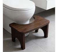 GOEDCH Tabouret WC ergonomique au design naturel : 37 x 20 x 17 cm - Tabouret de toilette stable en bambou pour adultes - Tabouret de toilettes sain et portable - Aide à la posture assise