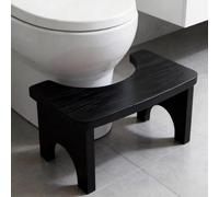 GOEDCH Tabouret WC ergonomique au design naturel : 37 x 20 x 17 cm - Tabouret de toilette stable en bambou pour adultes - Tabouret de toilettes sain et portable - Aide à la posture assise