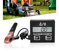 GOEDCH Tachymètre numérique inductif : petit tachymètre moteur étanche avec batterie compteur d'heures, tachymètre inductif 2/4 temps pour tronçonneuses, tondeuses à gazon et motos