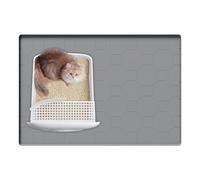 GOEDCH Tapis Litière Chat: 80 x 56 cm Tapis Litière Chat en Silicone Imperméable, Gris Antidérapant Tapis de Gamelle Chat Chien en Silicone, Tapis de Toilette Chat Tapis, Facile à Nettoyer
