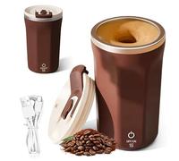 GOEDCH Tasse à mélanger automatique en acier inoxydable 304 400 ml : tasse à mélanger magnétique rechargeable USB, tasse portable auto-mélangeuse pour café/thé/chocolat chaud/lait (marron)