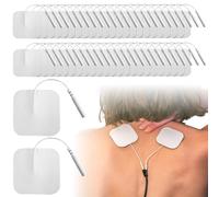 GOEDCH TENS et EMS ÉLectrodes Axion: 50 ÉLectrodes de Remplacement Autocollants(4x4cm), ÉLectrodes avec Connecteur Filaire de 2mm pour Soulager Les Douleurs Musculaires, Articulations