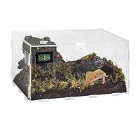GOEDCH Terrarium pour Reptiles: 20x12x12 CM Boîte d'alimentation pour Reptiles avec Hygromètre et Température, Mini Observation Transparente pour Araignées, Lézards, Serpents, Insectes Terrarium